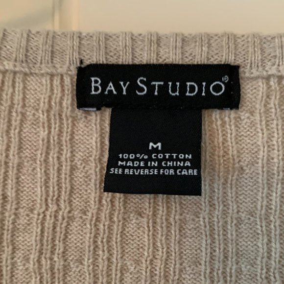 2/$20 Bay Studio Oatmeal color 3/4 Sleeve Cardigan - Size Medium - Picture 4 of 7